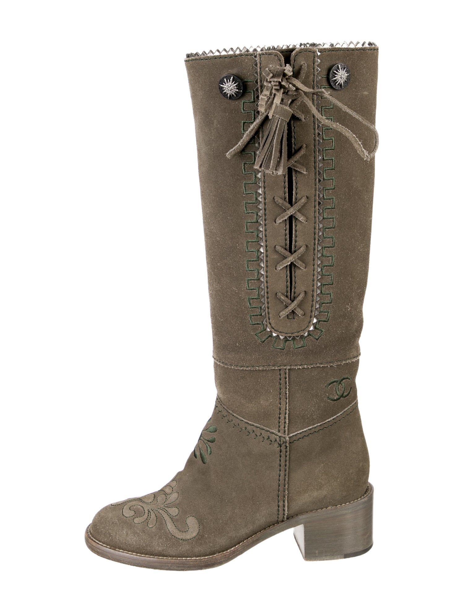 Chanel 2015 Interlocking CC Logo Riding Boots