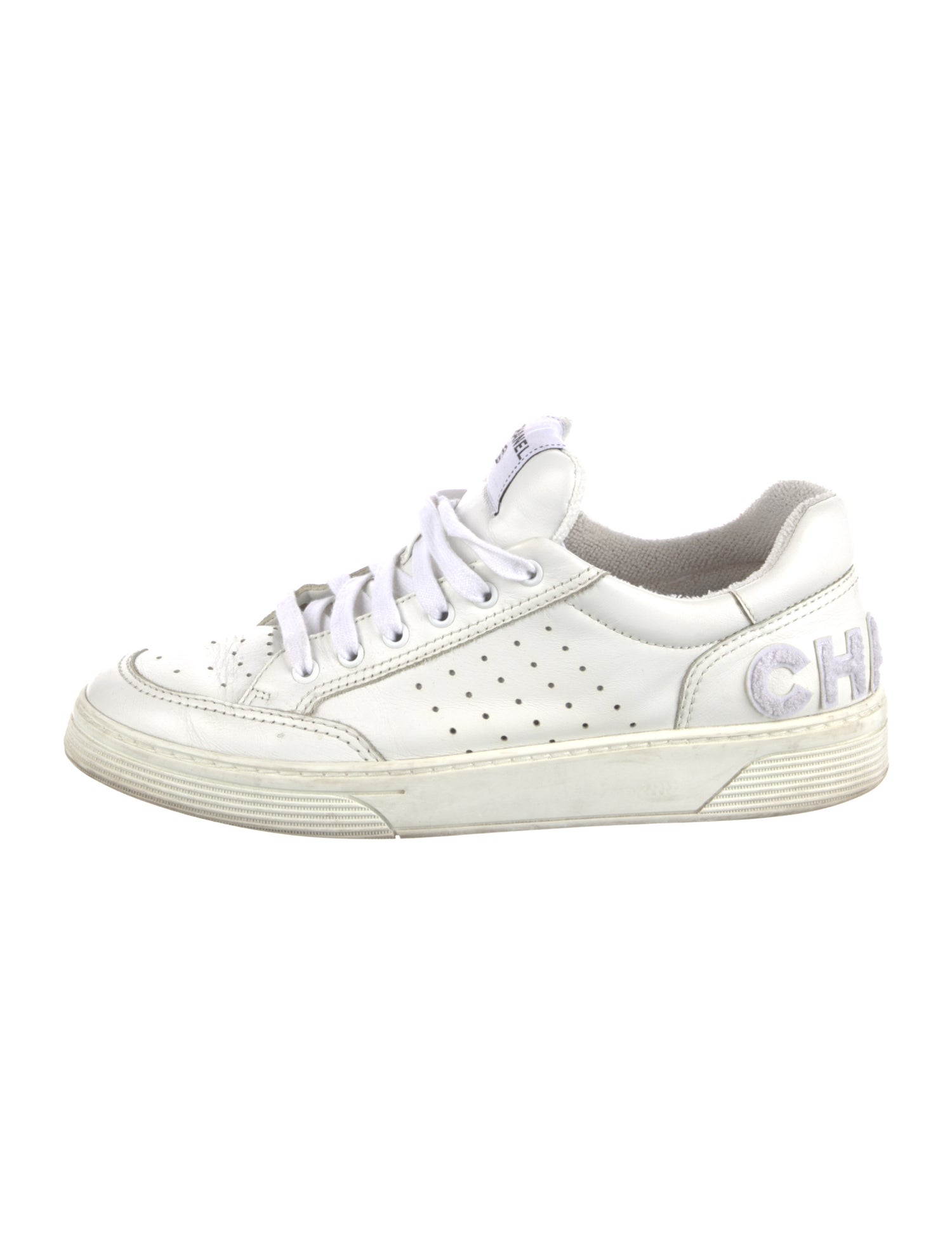 Chanel Interlocking CC Logo Leather Sneakers