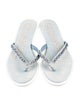 Chanel Interlocking CC Logo Denim Flip Flops