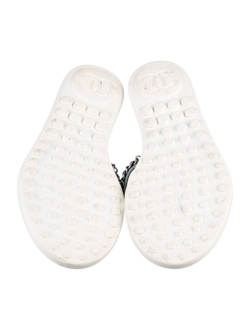 Chanel Interlocking CC Logo Denim Flip Flops