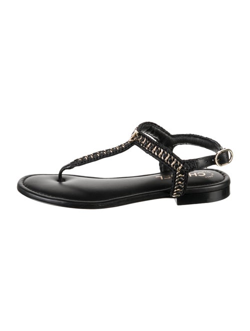 Chanel Interlocking CC Logo Lambskin T-Strap Sandals