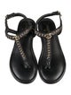 Chanel Interlocking CC Logo Lambskin T-Strap Sandals