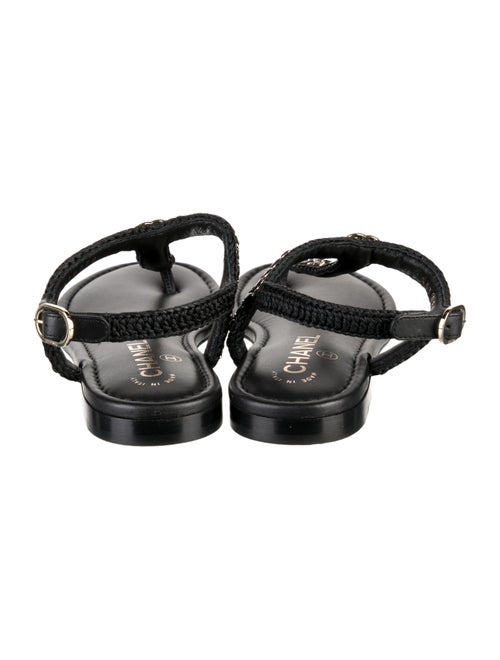 Chanel Interlocking CC Logo Lambskin T-Strap Sandals