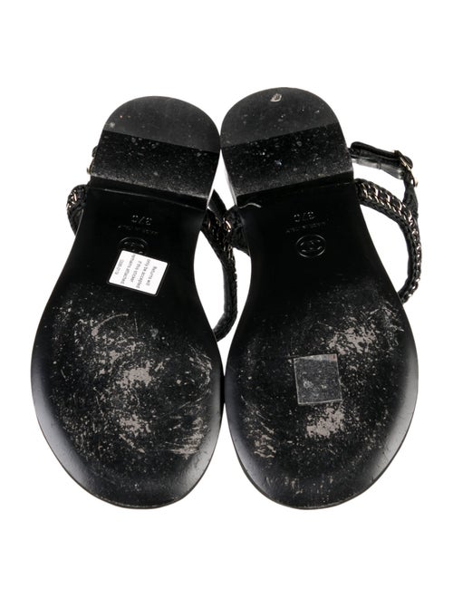 Chanel Interlocking CC Logo Lambskin T-Strap Sandals