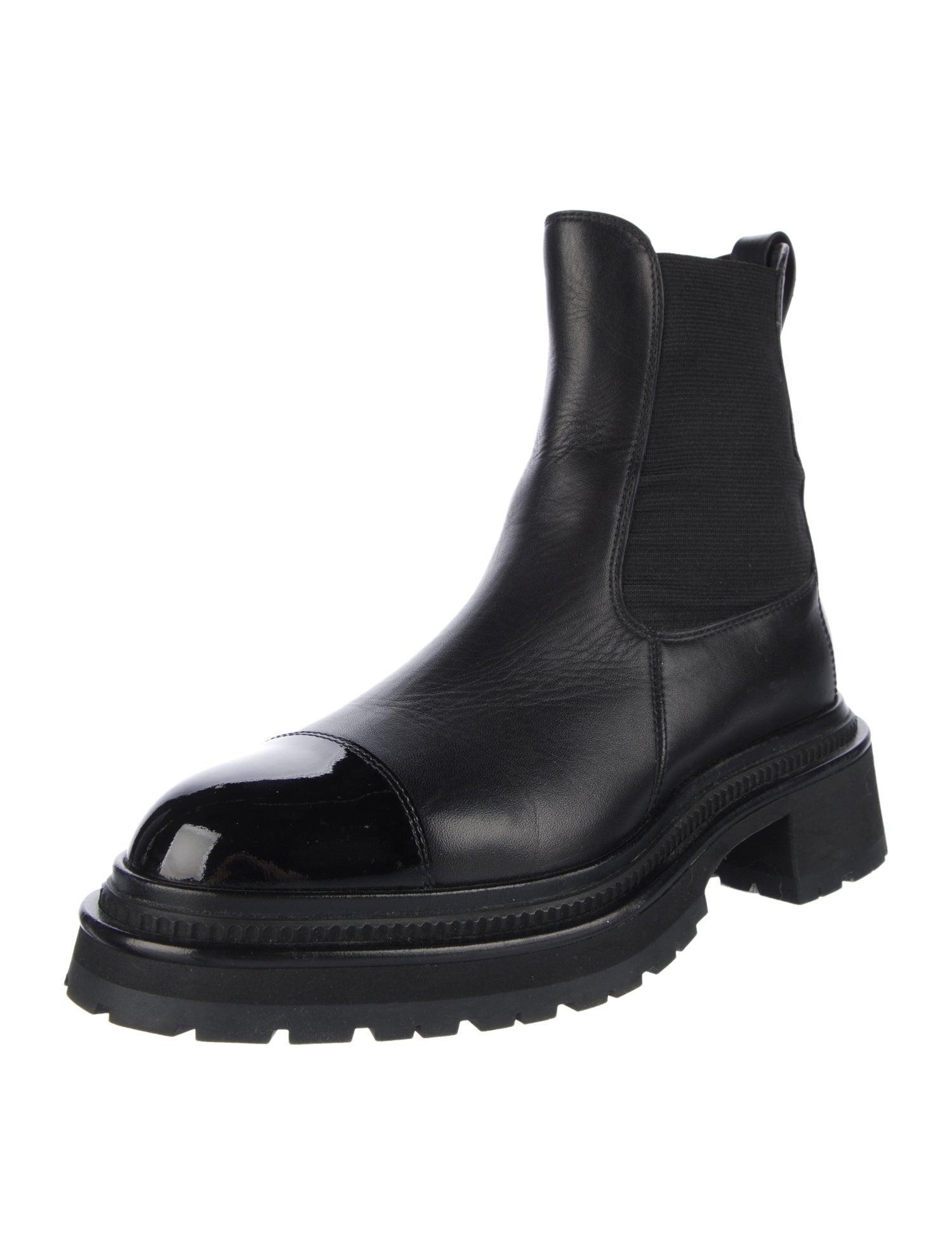 Chanel Interlocking CC Logo Leather Chelsea Boots