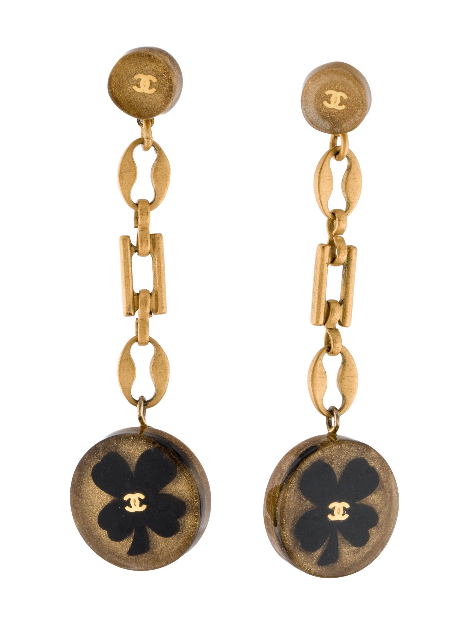 Chanel Resin CC Clover Linear Earrings