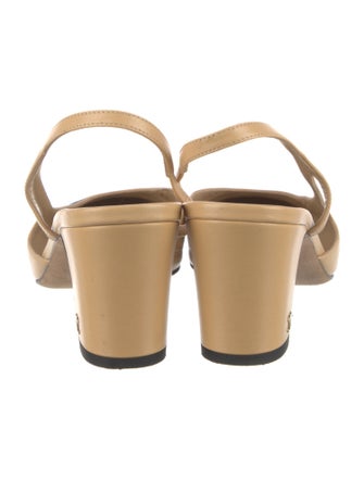 Chanel Interlocking CC Logo Leather Slingback Pumps