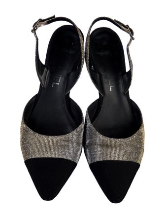 Chanel Interlocking CC Logo Glitter Accents Slingback Pumps