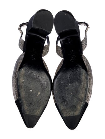 Chanel Interlocking CC Logo Glitter Accents Slingback Pumps