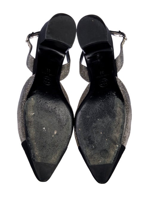 Chanel Interlocking CC Logo Glitter Accents Slingback Pumps
