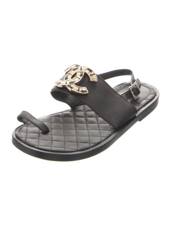 Chanel 2019 Interlocking CC Logo Slingback Sandals