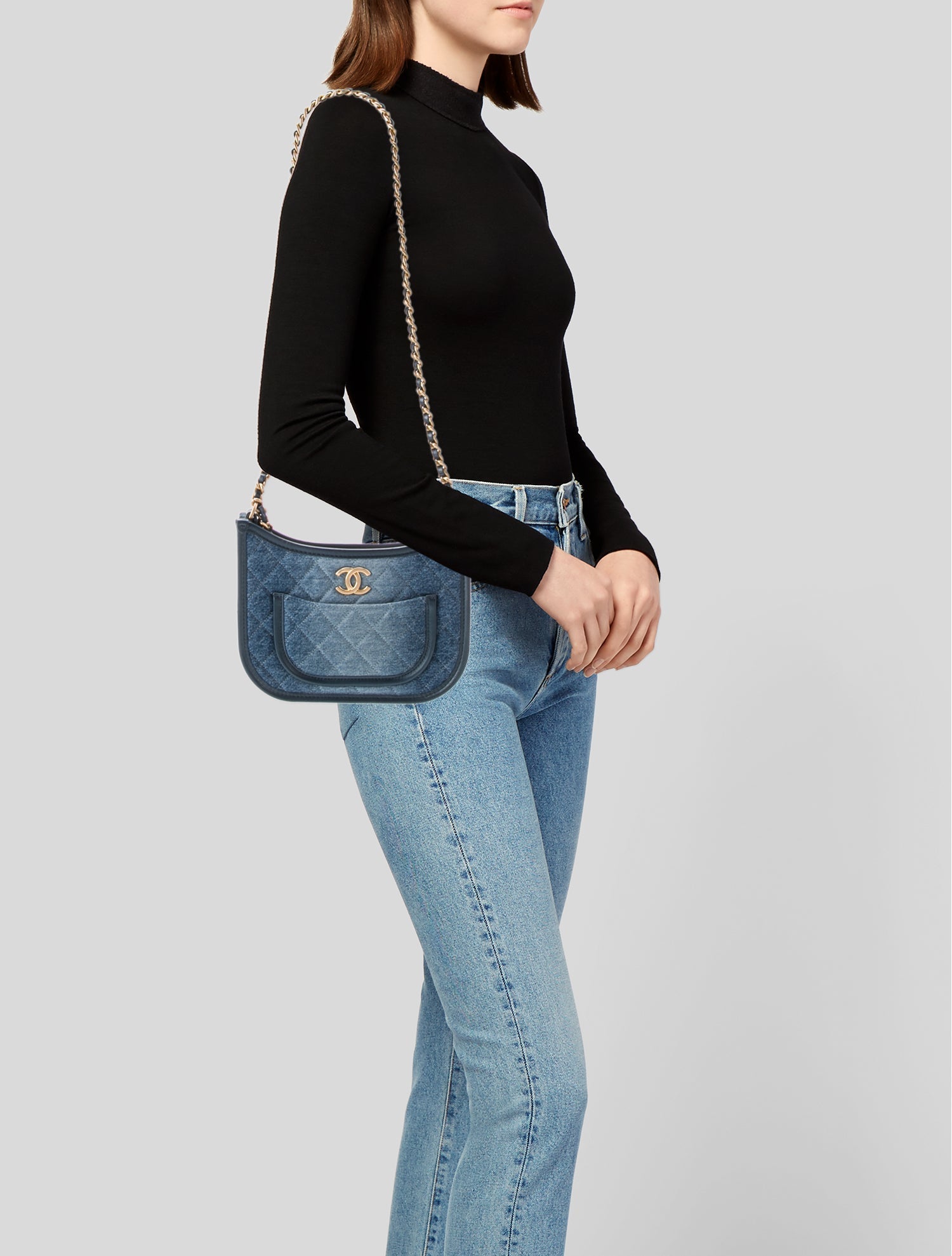 Celine 2023 Medium Croque Bag - Black Hobos, Handbags
