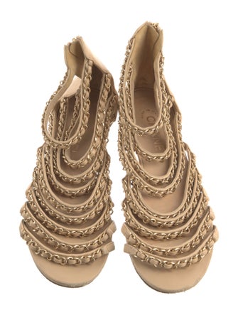 Chanel Interlocking CC Logo Suede Gladiator Sandals