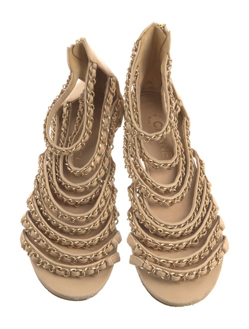 Chanel Interlocking CC Logo Suede Gladiator Sandals