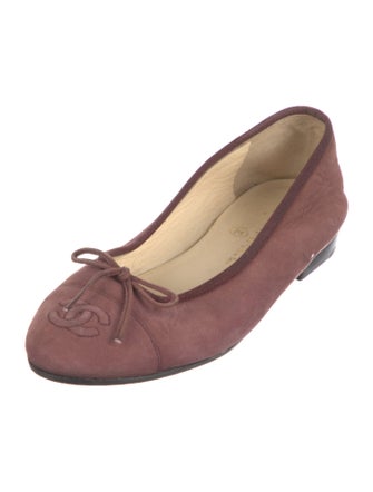Chanel Interlocking CC Logo Suede Ballet Flats