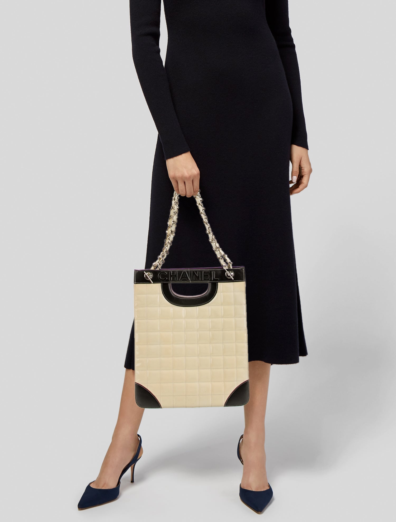 Chanel Patent Chocolate Bar Tote