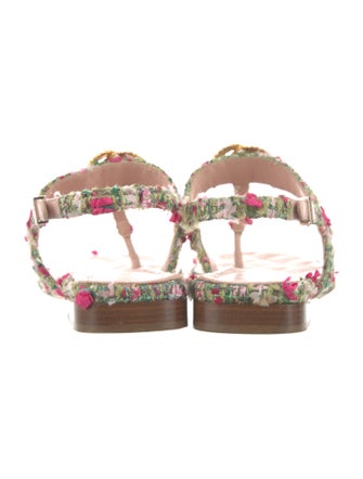 Chanel 2021 Interlocking CC Logo T-Strap Sandals