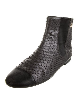 Chanel Interlocking CC Logo Python Chelsea Boots