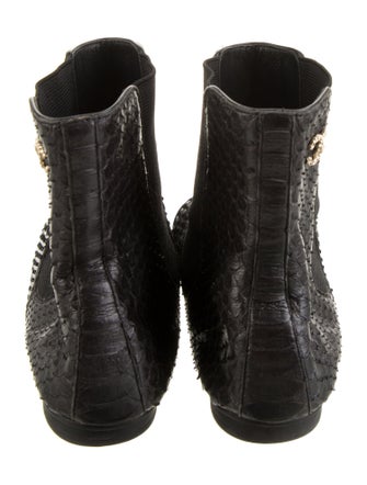 Chanel Interlocking CC Logo Python Chelsea Boots
