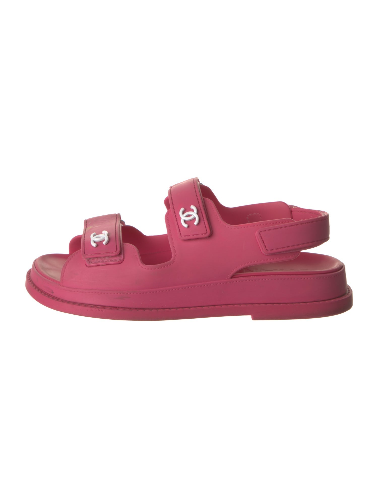 Chanel Interlocking CC Logo Rubber Slingback Sandals
