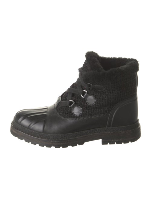 Chanel Interlocking CC Logo Leather Lace-Up Boots