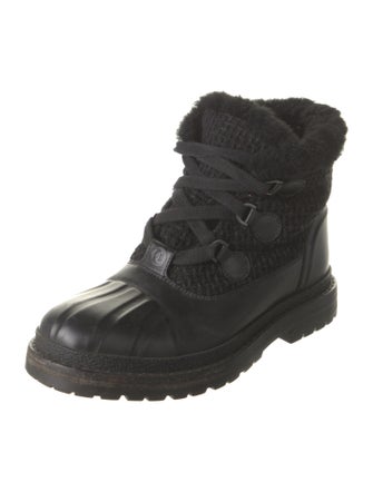 Chanel Interlocking CC Logo Leather Lace-Up Boots
