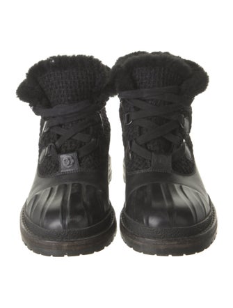 Chanel Interlocking CC Logo Leather Lace-Up Boots