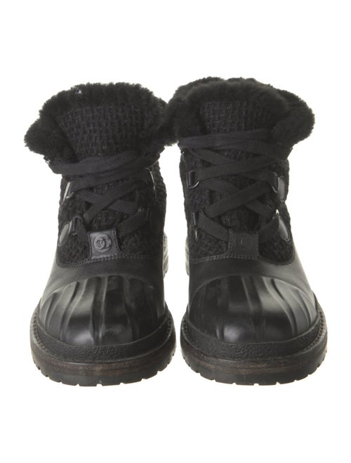 Chanel Interlocking CC Logo Leather Lace-Up Boots