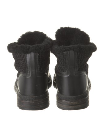 Chanel Interlocking CC Logo Leather Lace-Up Boots