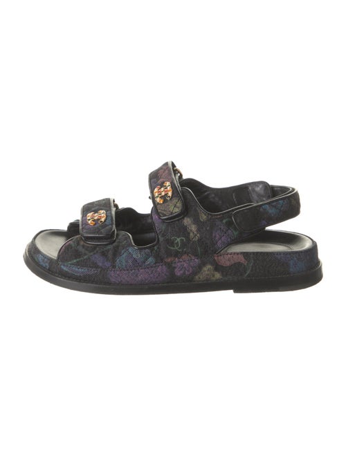 Chanel Interlocking CC Logo Denim Slingback Sandals