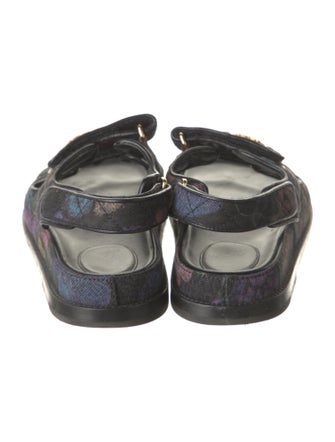 Chanel Interlocking CC Logo Denim Slingback Sandals