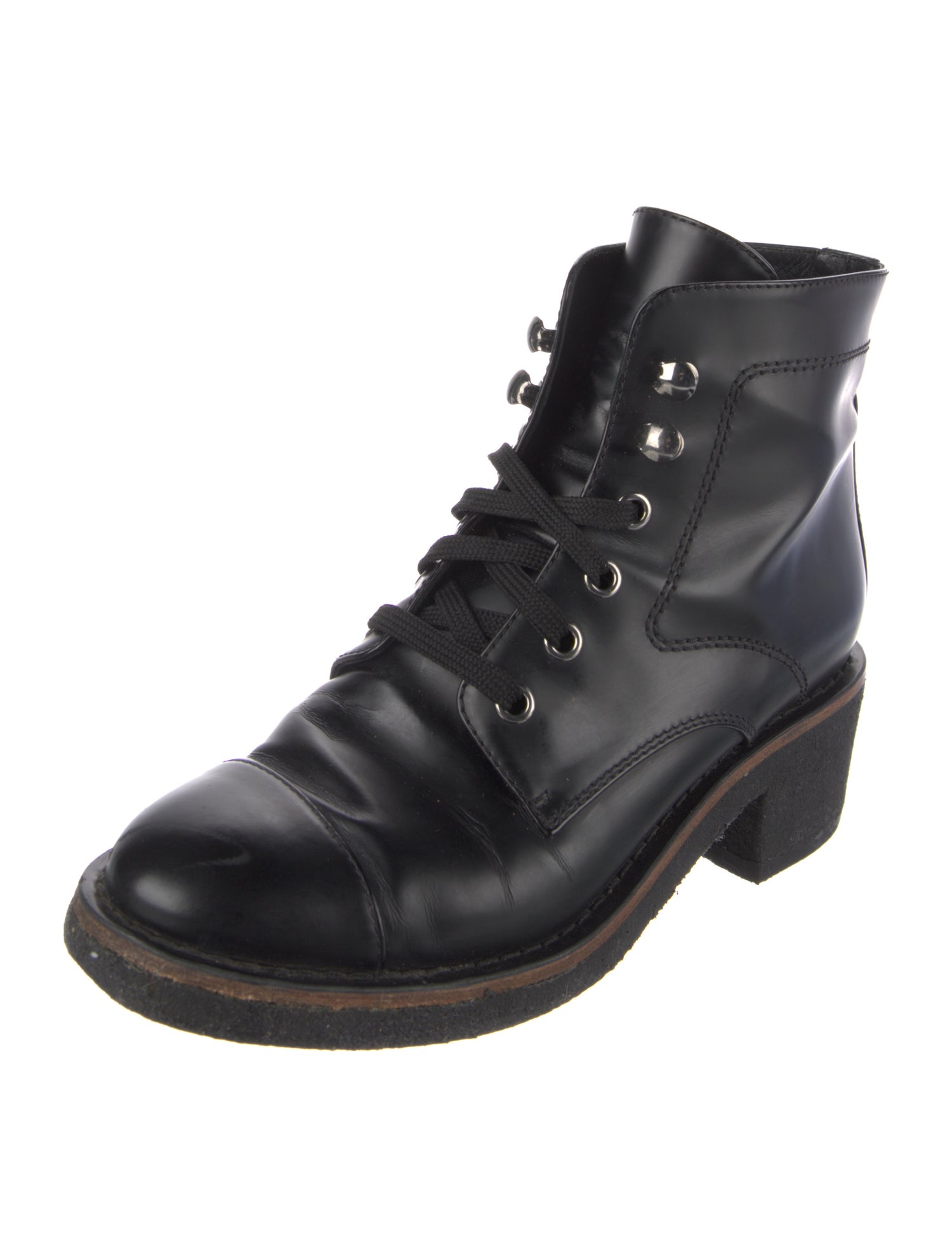 Chanel Interlocking CC Logo Leather Combat Boots
