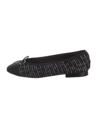Chanel Interlocking CC Logo Tweed Ballet Flats