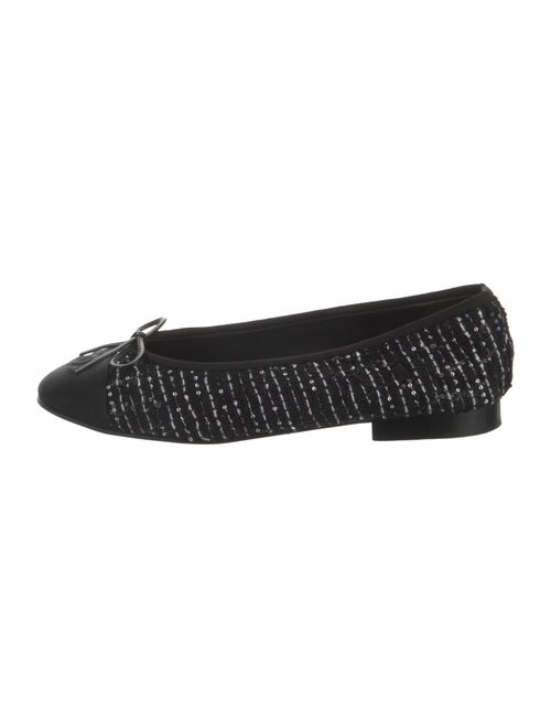 Chanel Interlocking CC Logo Tweed Ballet Flats