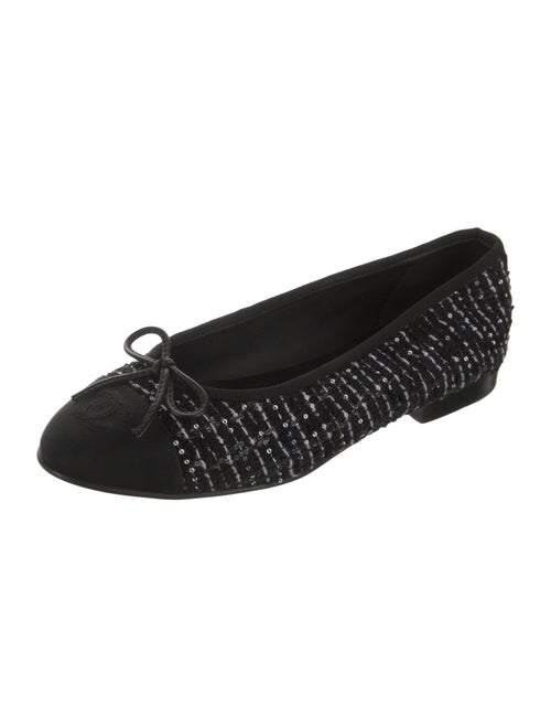 Chanel Interlocking CC Logo Tweed Ballet Flats