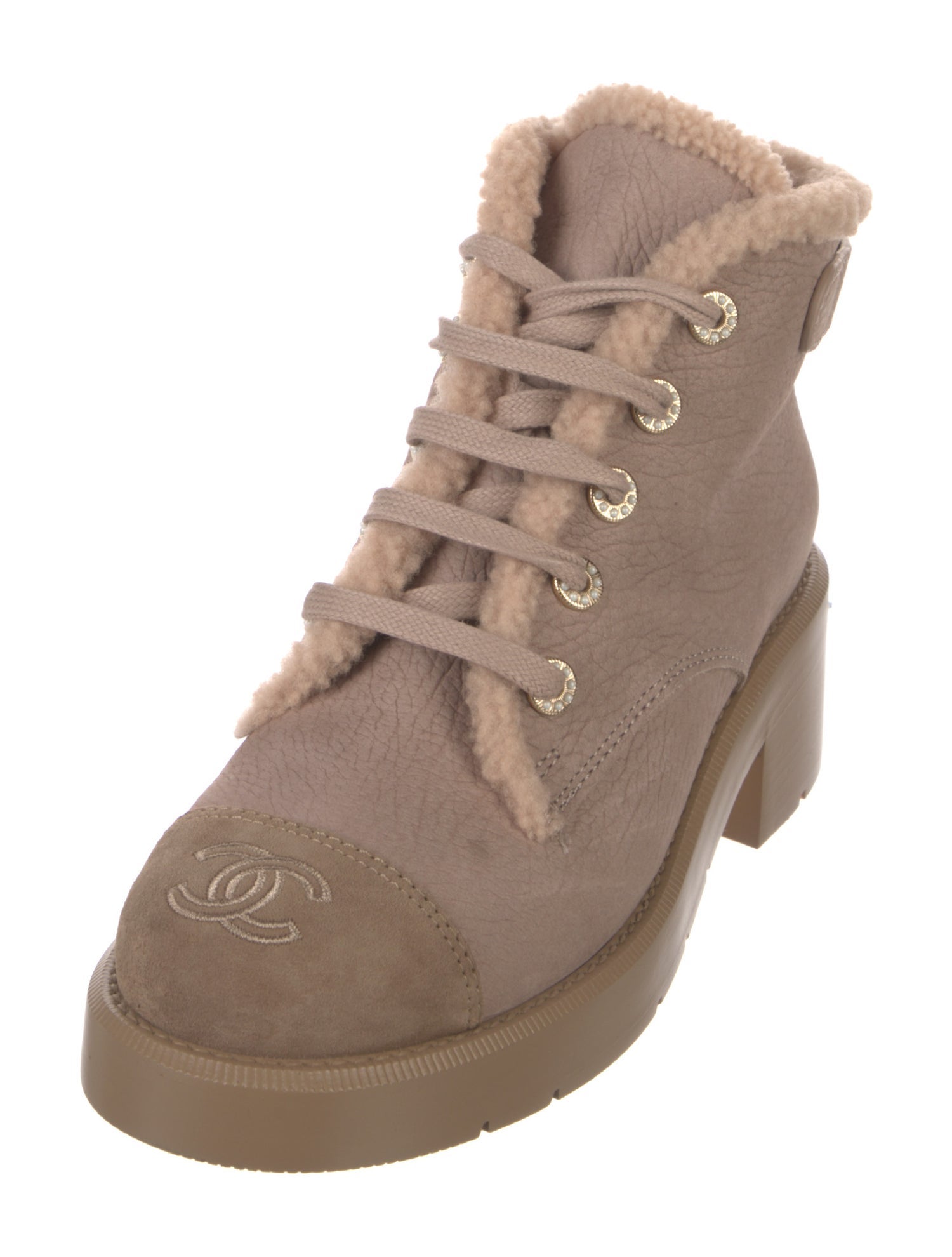 Chanel 2024 Interlocking CC Logo Lace-Up Boots