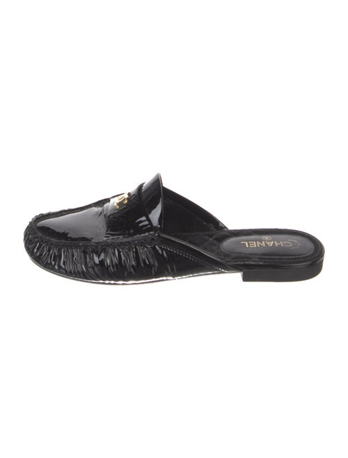 Chanel Interlocking CC Logo Patent Leather Mules