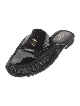 Chanel Interlocking CC Logo Patent Leather Mules