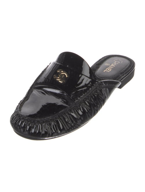 Chanel Interlocking CC Logo Patent Leather Mules