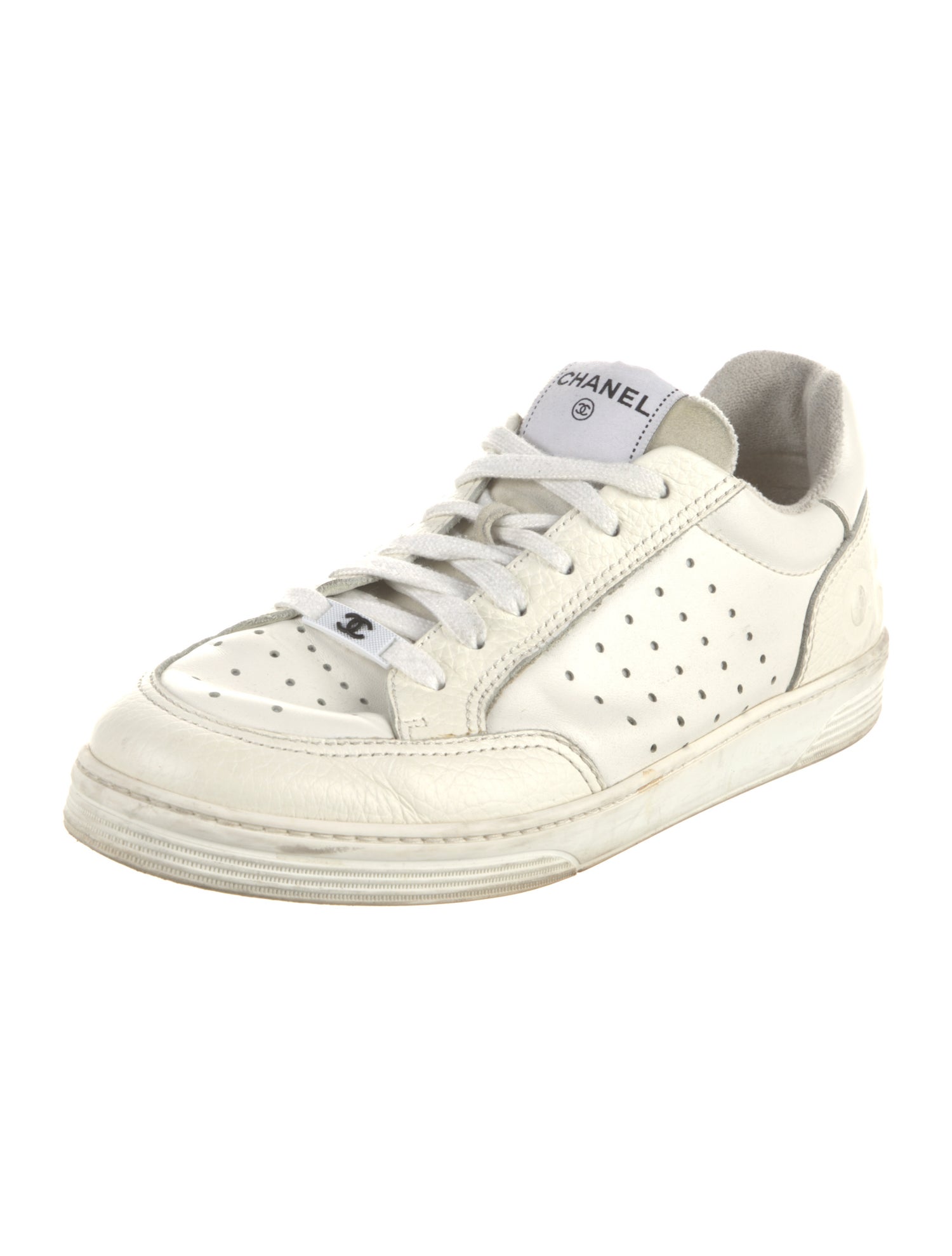 Chanel Interlocking CC Logo Leather Sneakers