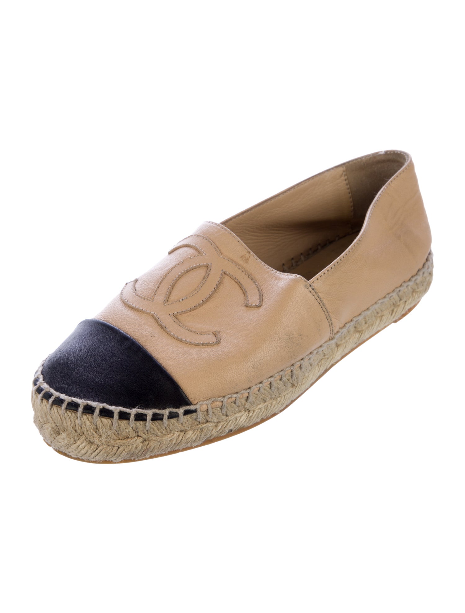 Chanel Interlocking CC Logo Leather Espadrilles