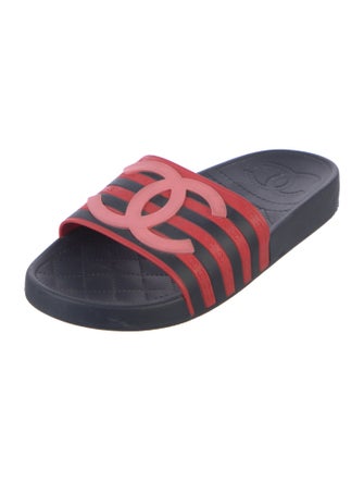 Chanel Interlocking CC Logo Rubber Slides