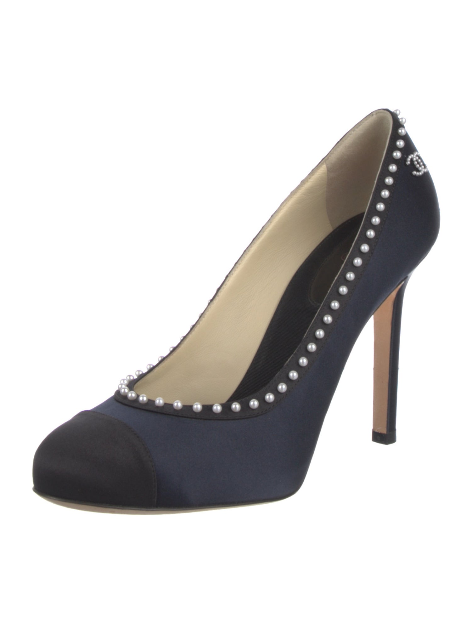 Chanel Interlocking CC Logo Satin Pumps