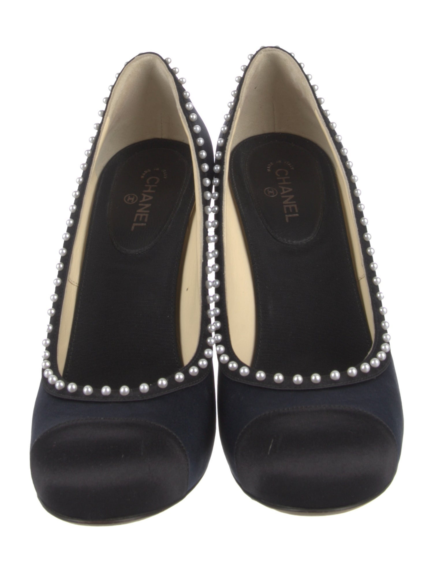 Chanel Interlocking CC Logo Satin Pumps