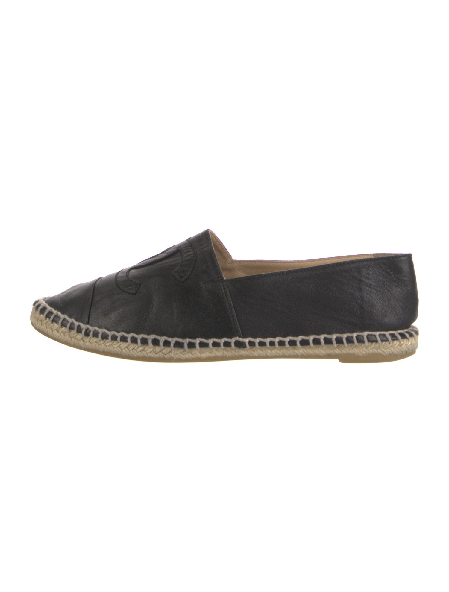 Chanel Interlocking CC Logo Leather Espadrilles