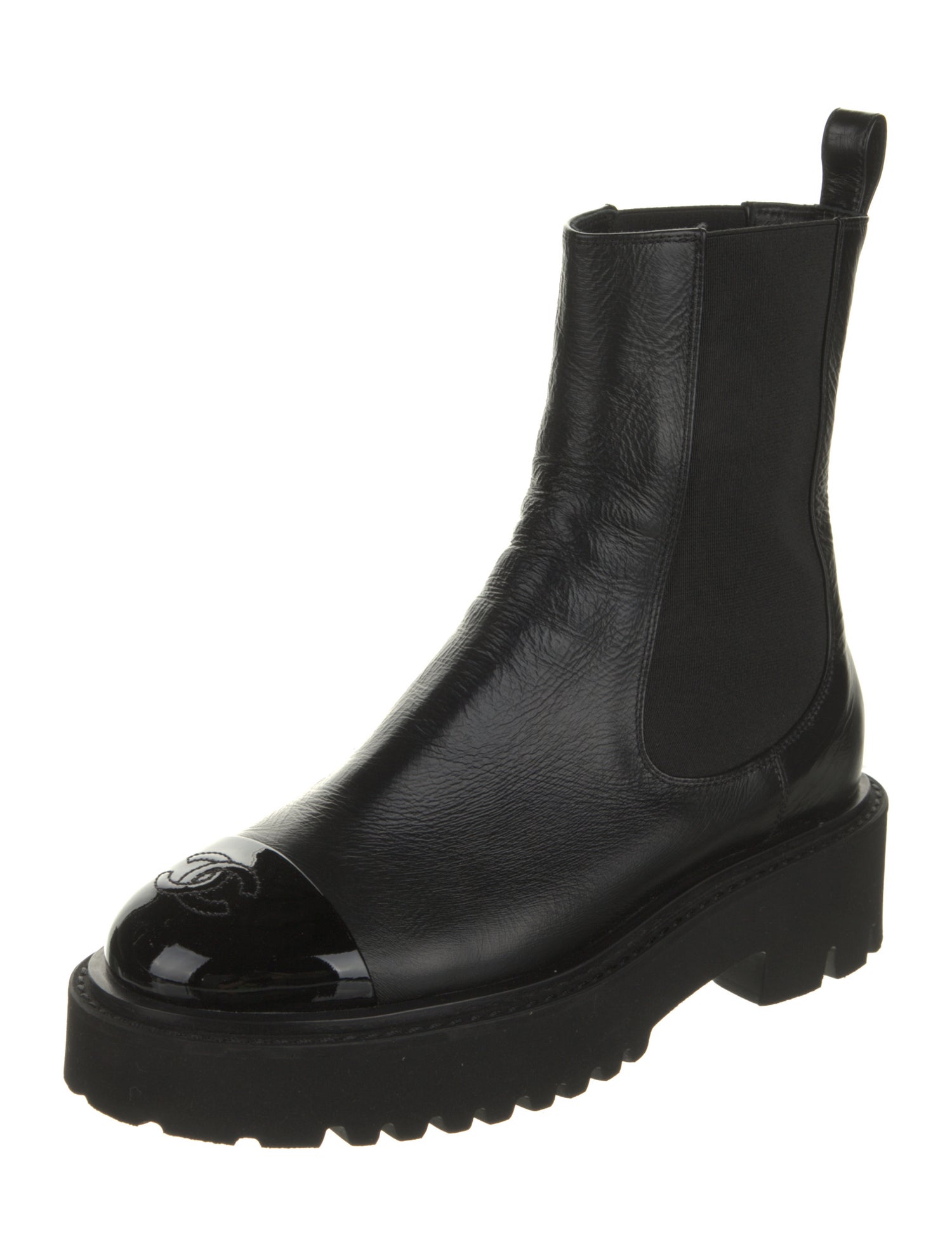 Chanel 2022 Interlocking CC Logo Chelsea Boots