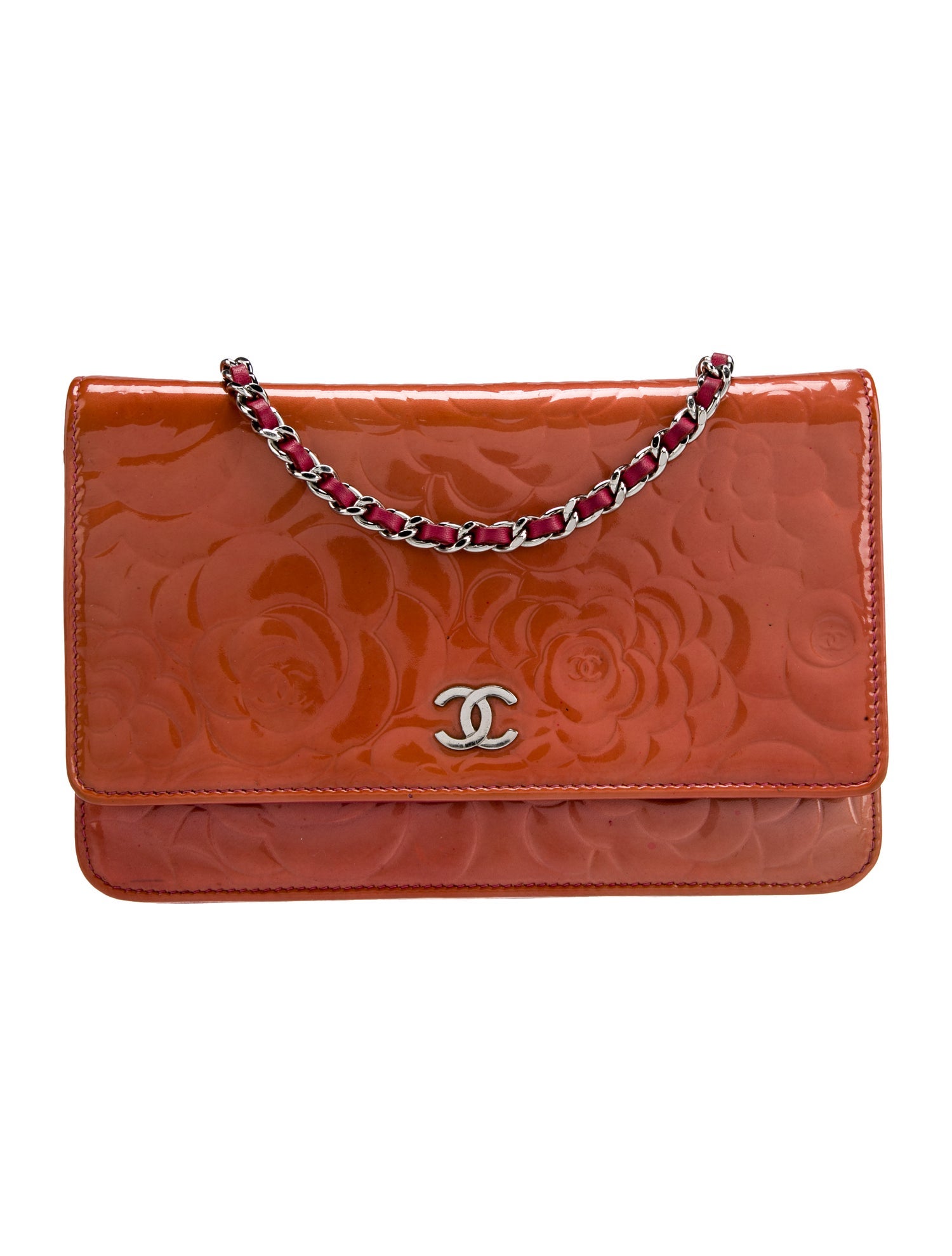 Chanel Patent Camellia Wallet On Chain