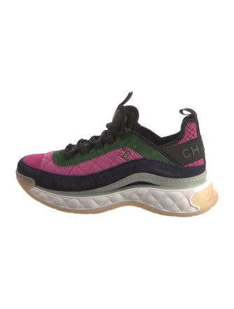Chanel Interlocking CC Logo Suede Sneakers