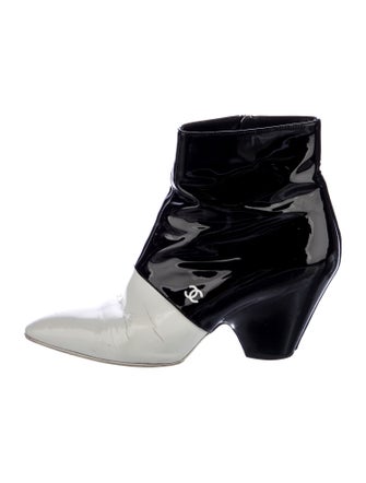 Chanel Interlocking CC Logo Patent Leather Boots