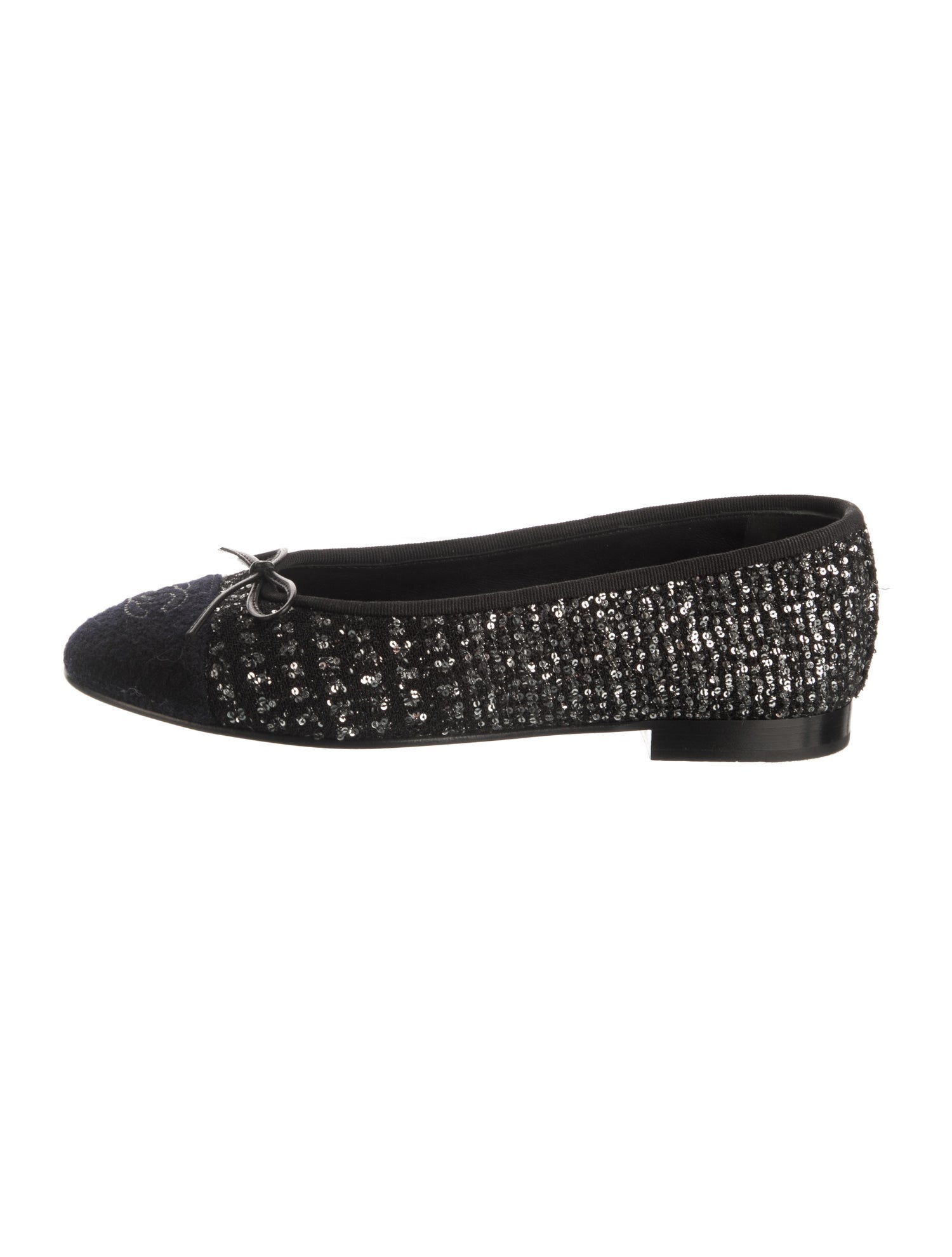 Chanel Interlocking CC Logo Tweed Ballet Flats